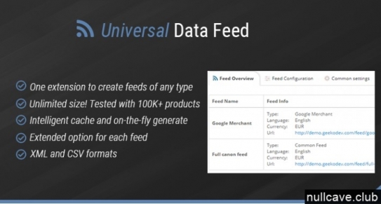 Universal Data Feed (Google Merchant,Bing shopping,Twenga,etc.) v.2.4.3